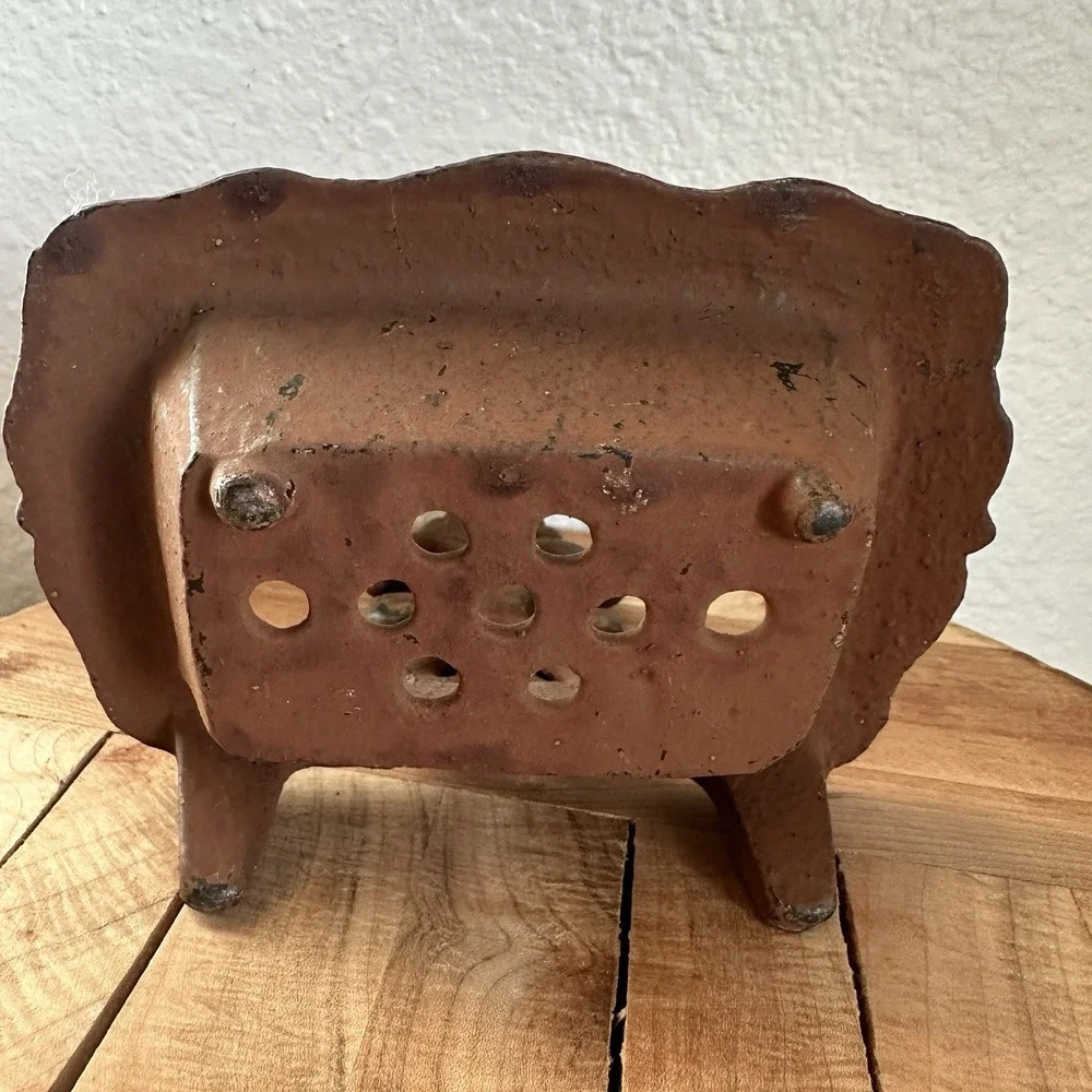 Vintage Style Soap Dish 5 Inch Cast Iron Metal Rustic Footed Ornate Antique Look